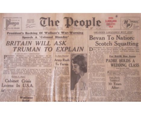 1946 ARSENAL VILLA WOLVES BIRMINGHAM W.B.A. LEICESTER SHEFFIELD&nbsp;WED. WEST HAM DERBY STOKE
Newspaper - The People (Comple