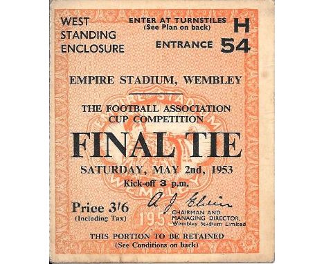 1953 FA CUP FINAL BLACKPOOL V BOLTON TICKET
Good condition