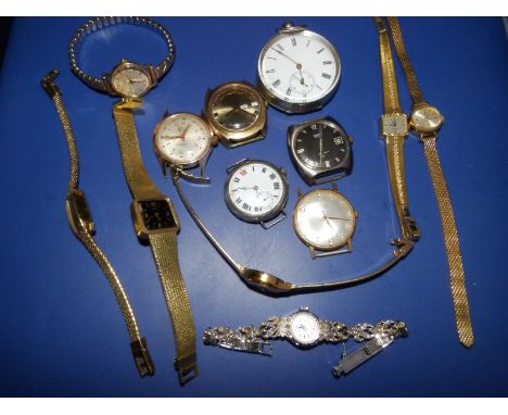 An early 20thC silver cased wrist watch with damaged white enamel dial,  a 19thC Swiss DPF 'Plan' pocket watch in 800 silver 