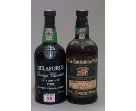 Two bottles of port, comprising: a 75cl Real Companhia Velha 10 year old; and a Delaforce 'Vintage Character' LB. (2) 