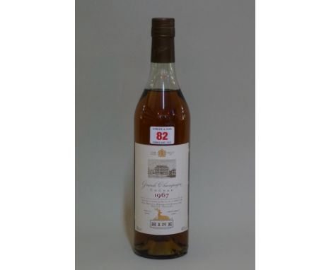 A 70cl bottle of Hine 1967 vintage 'Grand Champagne' cognac,&nbsp;landed in 1969 and bottled in 1988 for The Bristol Brandy C