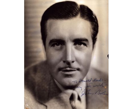 Tv and Film. John Boles signed 10 x 8 inch vintage black and white glossy photo. Signed in blue ink, dedicated. Good conditio