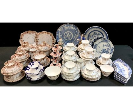 Ceramics - a Roslyn china part tea set, decorated in the Imari palette; Adderley Rosyth part tea set, transfer printed and ov