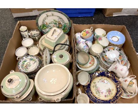 Ceramics - Tableware inc a Crown Staffordshire part Chinoiserie inspired Oriental decorated tea set, inc cups, saucers, side 