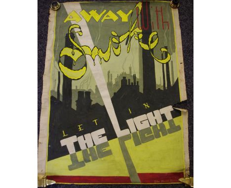 Poster Design - Away with Smoke Let in Light, hand painted theatre poster c.1920; another 1920`s (2) 