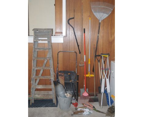 Tools - step ladders;  spades;  racks;  spanners;  etc 