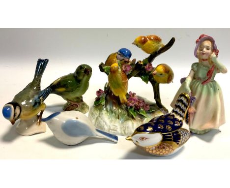 A Royal Doulton figure Babie, Hn1679;  a Beswick model bird;  others, Goebel, Royal Adderley;  a Royal Crown Derby Paperweigh