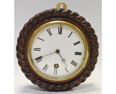 A 19th century drum timepiece, the white enamel dial  with Roman numerals, the back inscribed "VAP Brevete", the case with bo