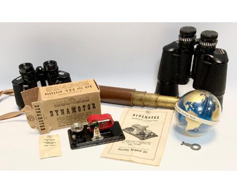 Scientific Instruments  - a pair of Carl Zeiss Jena 8x30 binoculars;  another Prinz 10x50;  a Britannic three drawer telescop