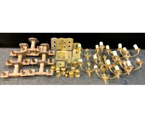 Metalware &amp; Lighting - Brass door furniture Knockers, handles, switch plates, brass wall lights,  eight double and a conf