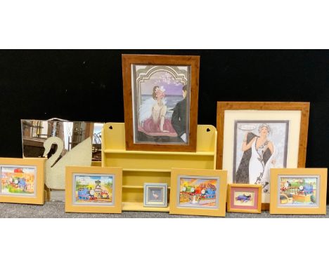 Pictures and Prints - Thomas the Tank Engine, quartered set of jigsaw panel prints; decoupage fashion prints etc; a Beatrix P