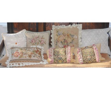 A tapestry cushion;  others, various  (7) 