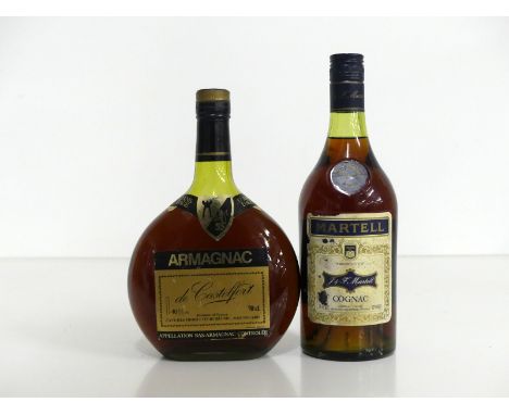 1 70-cl bt Armagnac de Castelfort 12YO Bas-Armagnac 40% 1 24 fl oz bt Martell 3 Star VS Cognac 70° proof, sl cdl Above 2 vari