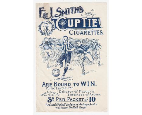 Tobacco issue, F & J Smith, Football, paper flier for 'Cup Tie Cigarettes' with football action illustration (very slight mar