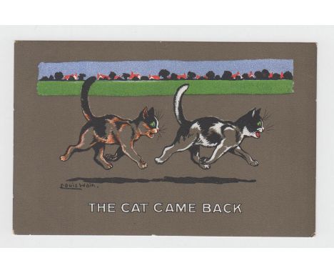 Postcard, Louis Wain Series 'The Cat Came Back' published by photochrom, (unused, gd) 