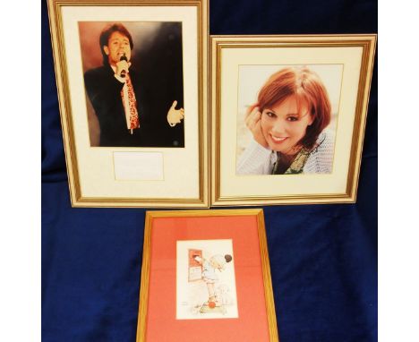 Autographs etc, two framed & glazed colour photos, Cliff Richard with faded clipped signature beneath & Suzy Bogguss (America