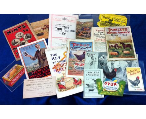 Ephemera, interesting selection of animal feed advertising booklets & ephemera inc. Thorley's Poultry Keepers Guide, Hints to