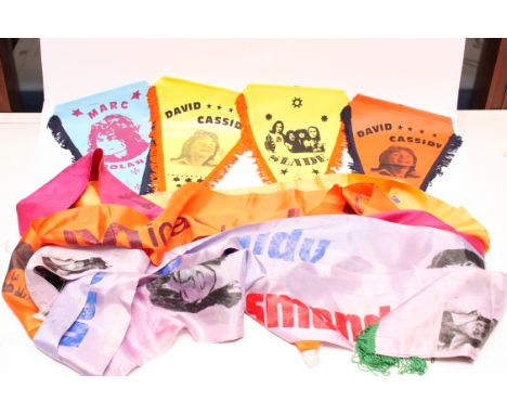 Scarfs and Pennants: collection from the 1970s including Marc Bolan, Slade, David Cassidy, Jackson Five, Steve Harley And Coc