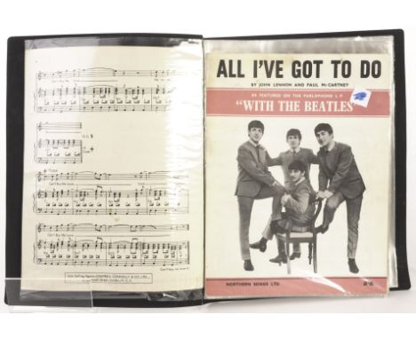 Music Sheets: A folder of nineteen sheets including The Beatles, Billy Fury, Rolling Stones, Cliff Richard and others, variou