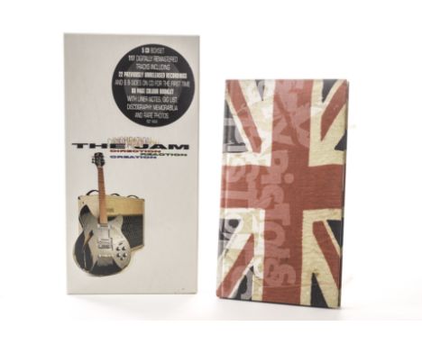 Music CDs: Sex Pistols three disc box set Virgin Sexbox1, and The Jam - Direction Reaction and Creation five CD set Polydor 5