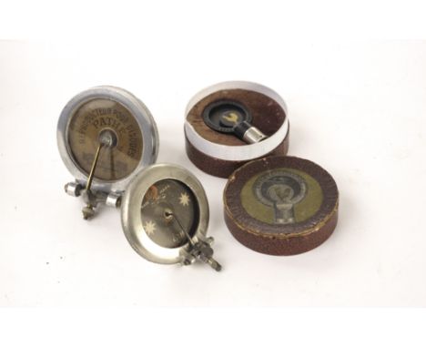 Pathé reproducers: a Concert reproducer; a later model, with Rooster transfer, stylus and cap, in carton; and a phonograph re