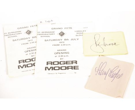 Roger Moore Autograph: signed vintage album page sold with three 1970s programmes for ‘The Grand Fete’, St Bernard’s Preparat