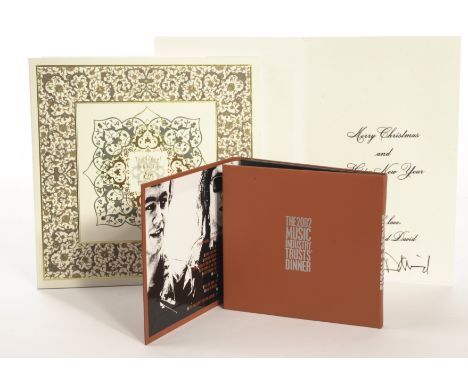 Elton John: collection including three Christmas cards one signed by Elton and David, programme for ‘The White Tie And Tiara’