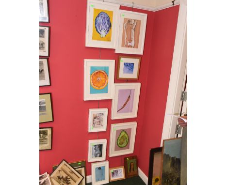 Shaun Wassall, Study of a male nude, pencil highlighted with white, signed and dated 2009, framed together with a  group of l