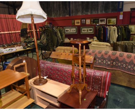 A group comprising period style wash stand, standard lamp and two low units 