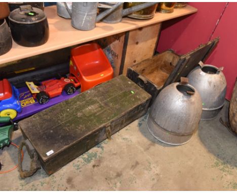 Two vintage wooden ammunition boxes