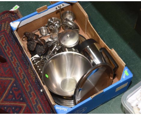 A box inc. silver plate candlestick, hotel silver etc