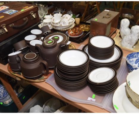 Two trays of 1970s Hornsea Contrast dinner service and tea set (8 place setting)