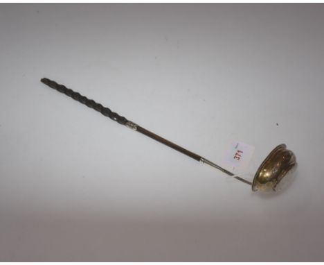 A 19th century horn and silver punch ladle, hallmarked for silver