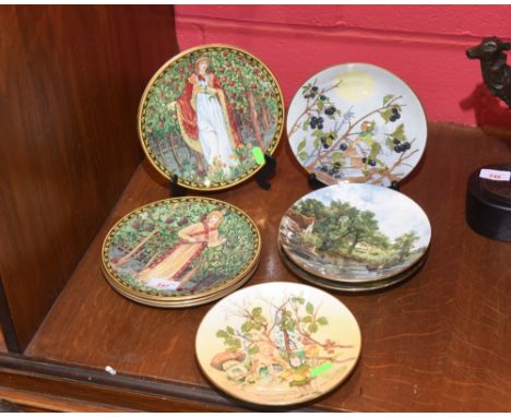 A set of four Royal Worcester 'Orchard Collection' plates commemorating the Centenary of William Morris, together with two St