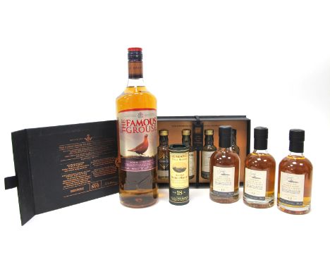 Whisky - The Famous Grouse, 1 litre, 40% Vol.; Three Speyside Single Malt Scotch Whisky Aged 12 Years, 20cl, 40% Vol.; Glenmo