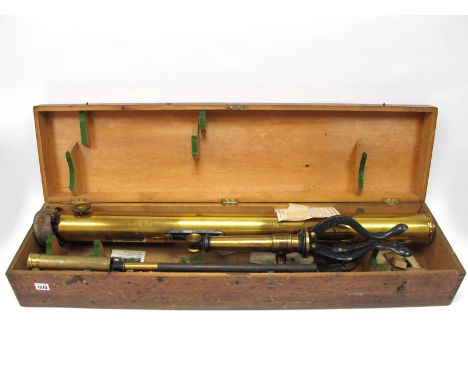 Thomas Armstrong &amp; Brothers, Manchester and Liverpool Brass Astronomical Telescope, with subsidiary sight, upon brass and