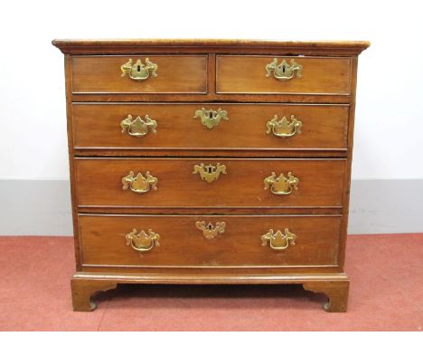 An XVIII Century and Later Mahogany and Pine Chest, with two small and three long graduated drawers with brass swan neck hand