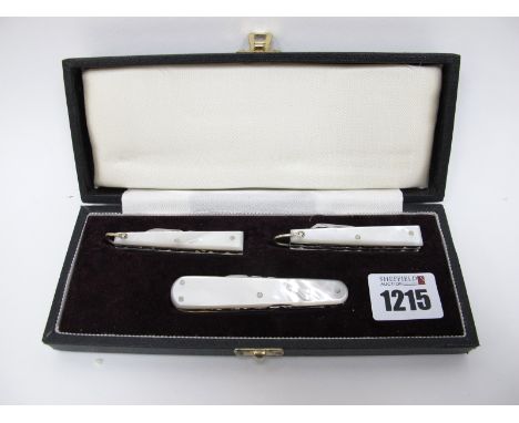 Stan Shaw (Sheffield); Three Piece 'Royal Set' of Pocket Penknives, 'Prince George', 'Princess Margaret' and 'Queens', with o