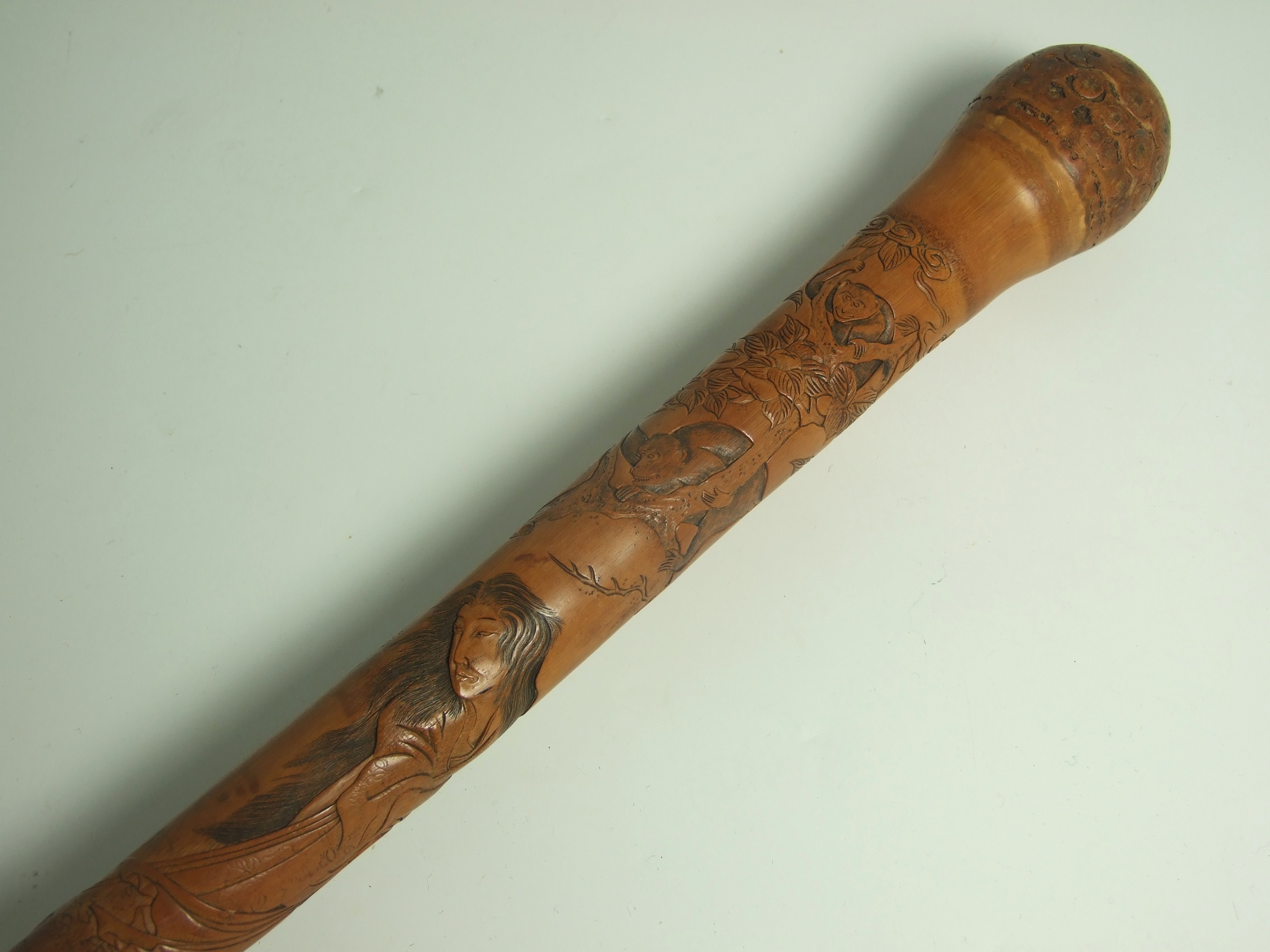 Carved Bamboo Walking Cane.