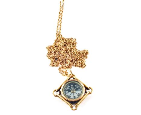 A 15ct Gold necklace with 15ct Gold compass pendant