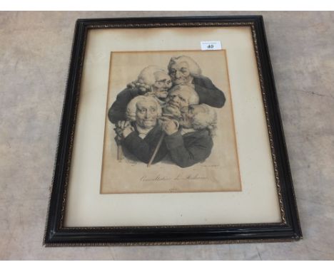 An 18th Century French print by L. Boilly "Consultation de Medecins", 10" x 8"