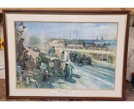 Bentleys at Le Mans 1929, framed print 70 x 95cm