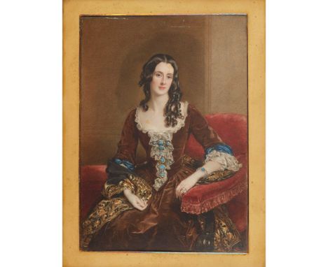 Y SIR WILLIAM CHARLES ROSS, R.A., (1794-1860) THE MARCHIONESS OF BREADALBANE, MARY GAVIN CAMPBELL large miniature portrait, o