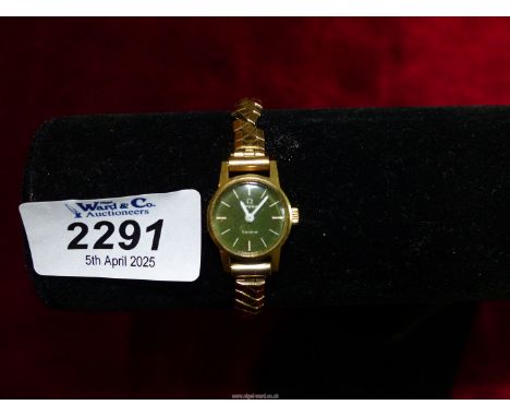 A Gold Plated Ladies Omega Genève 18mm Wristwatch, marked 511.314 inside the watch back, the movement marked 17 Jewels 485, S