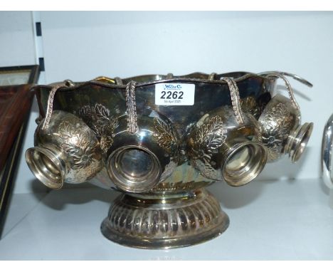 An Epns punch bowl with eight cups and ladle.