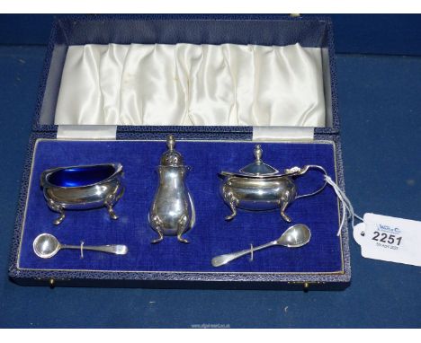 A Mappin and Webb boxed Silver Cruet, complete with liners and spoons, Birmingham 1973 with bicentenary marks, 120 gms.