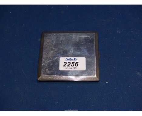 A Silver cigarette Case with engine turn 'Greek key' edge, Chester 1919, Stokes & Ireland Ltd., retailed for Wilson & Gill, R