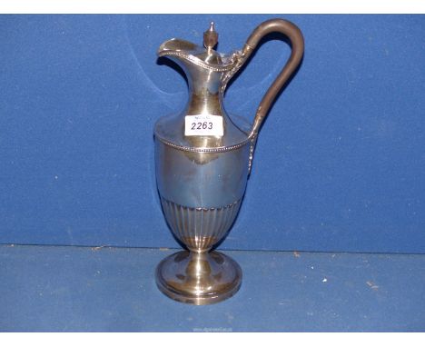 A superb Silver claret Jug, London 1893, maker William Hutton & Sons London, with wooden finial and handle, engraved ''H.B.B.