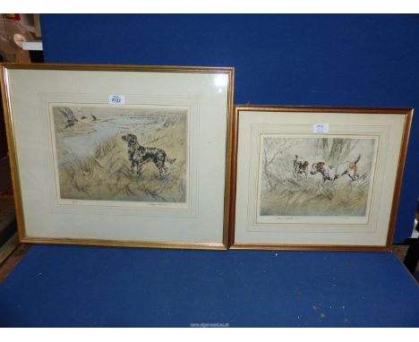 A pair of Henry Wilkinson Limited Edition Prints to include: Two Jack Russell terriers, no. 71/150 and a flat coated Retrieve
