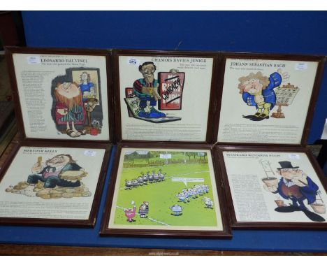 Six prints to include 'Great Welsh men' caricature drawings.